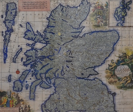 Johannes Covens and Cornelis Mortier, hand coloured engraved map, 'Novissma Regin Scotiae Septentrionalis et Meridionalis Tabula, Divisae ...', c.1700, 55 x 67cm. Condition - fair